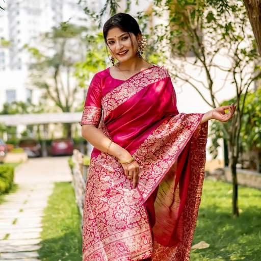 Raw Silk Saree Pink