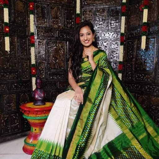Pure Silk Saree White Gold & Green